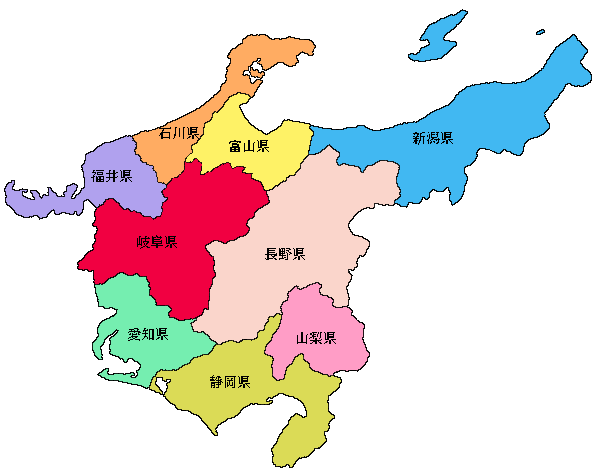 中部地方地図