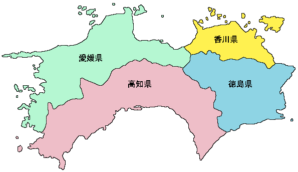 「四国地方　地図」の画像検索結果